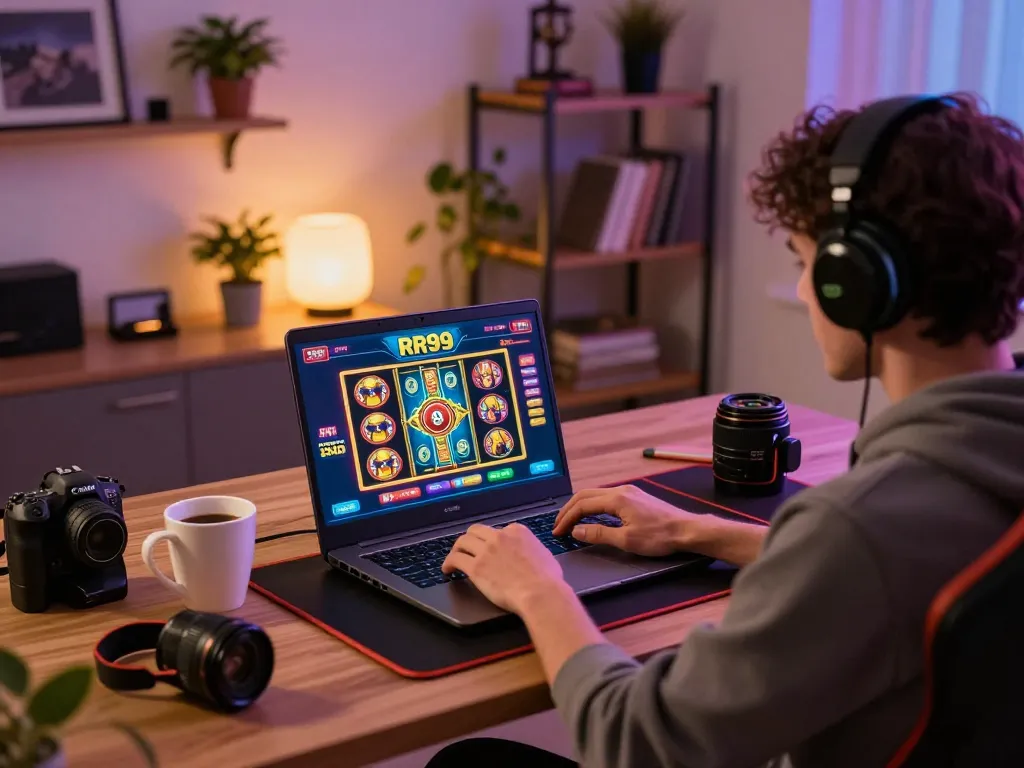 Experience thrilling gameplay at RR99 with an engaging online casino setup at home.