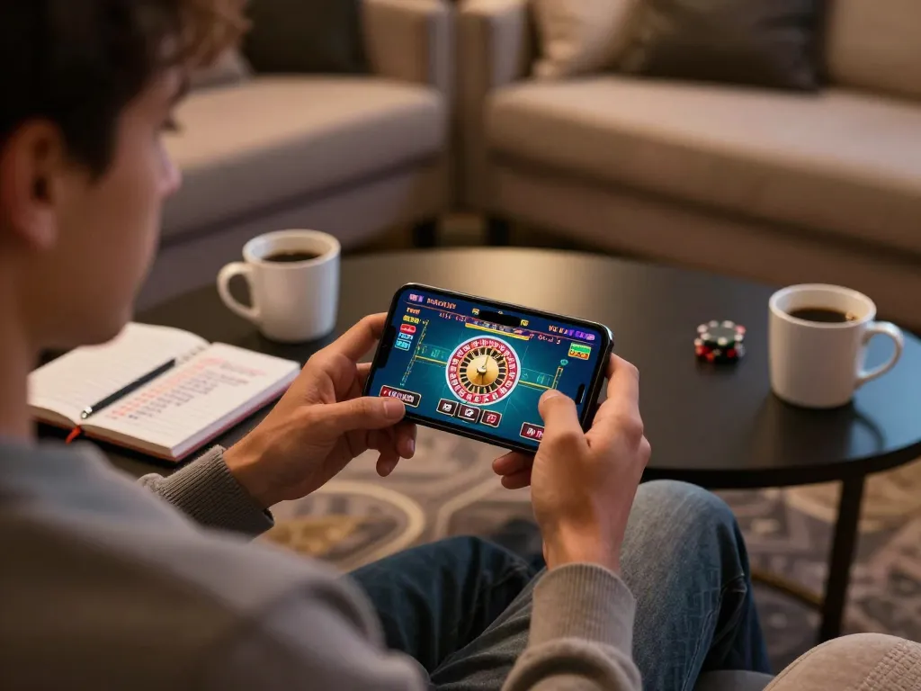 Engaging in strategic gameplay on a smartphone at https://sc88.casino/ while focusing on online roulette and blackjack.