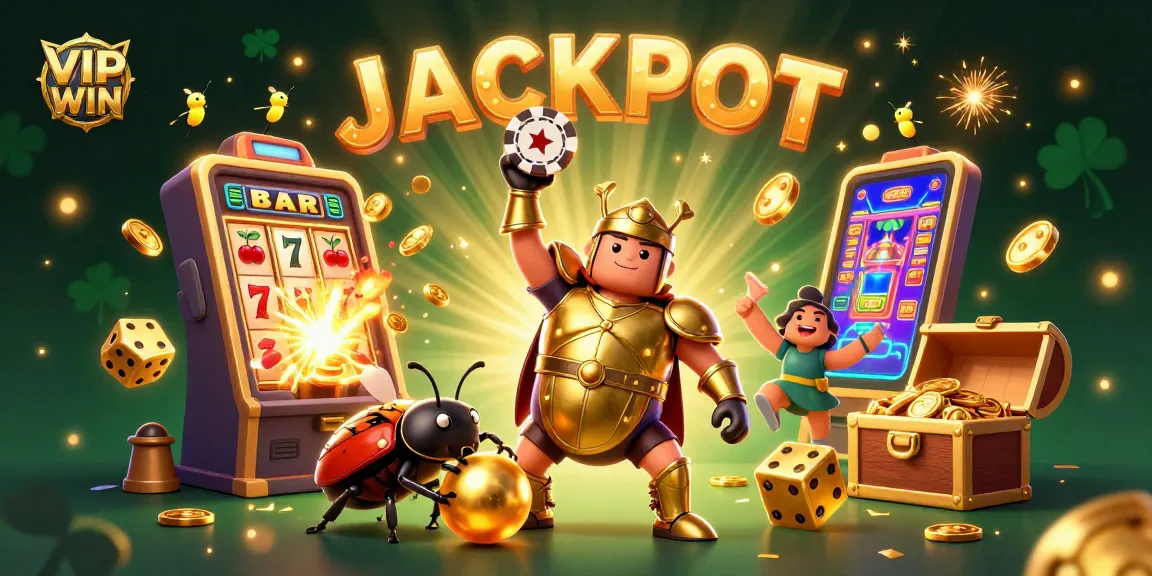 Experience the thrill of VIPWIN with animated symbols and characters celebrating a jackpot win.