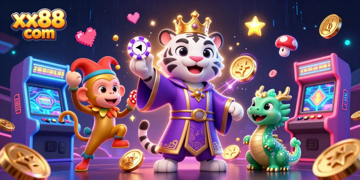 Win big at xx88 com with colorful slot games, vibrant characters, and dynamic casino elements.