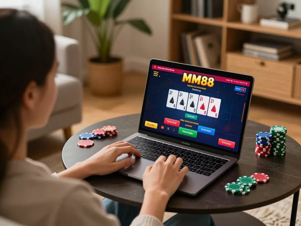 Play casino games on MM88's secure online platform from a cozy home setup.