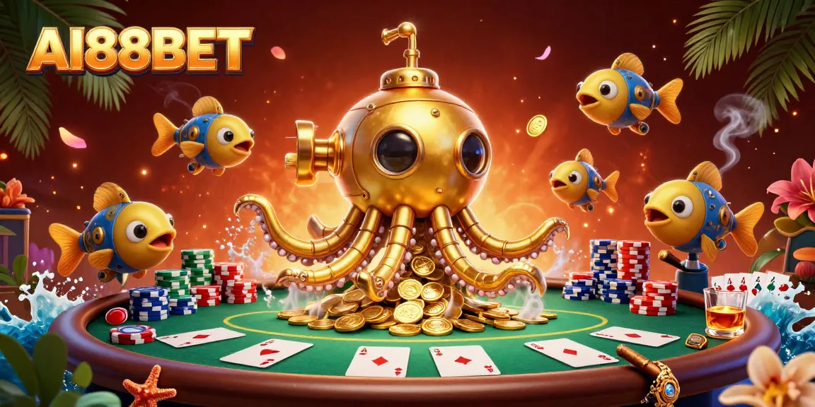 Experience exciting gaming adventures with AI88BET, featuring a dynamic underwater casino scene.