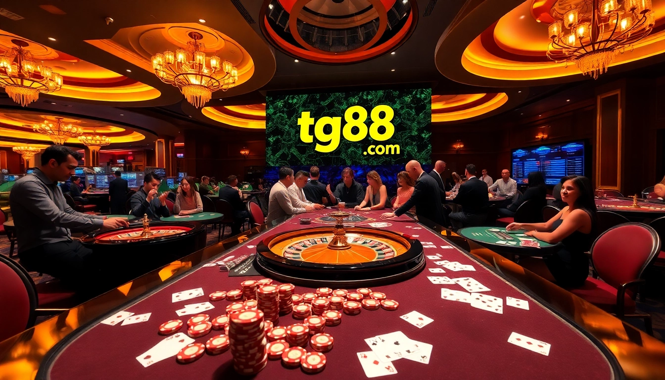 Engage in thrilling gambling activities at tg88. com with vibrant casino setups and exciting action.