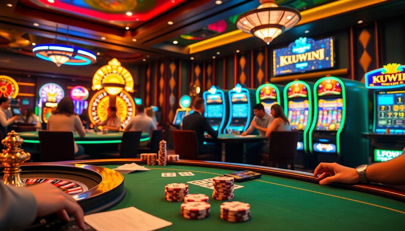 KUWIN players enjoying an upscale casino experience with lively tables and games.