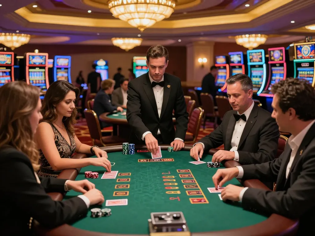 Players engaging in blackjack at 88CLUB casino, showcasing excitement and strategy during gameplay.