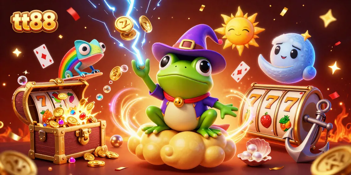 Experience the excitement of tt88 with golden coins raining down in a vibrant casino illustration.