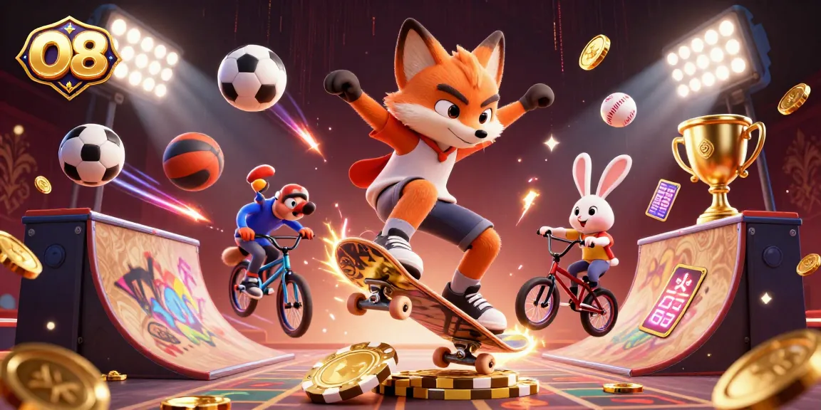 O8 showcases an exhilarating scene with a fox and rabbit in casino-themed action, elevating your gaming experience.