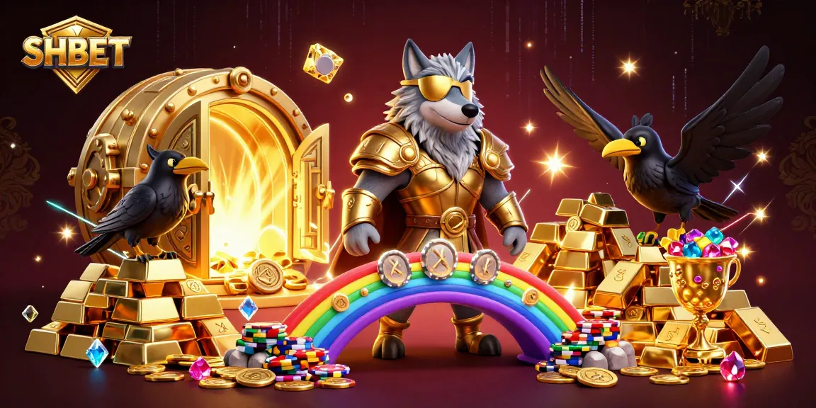 Experience SHBET's thrilling atmosphere with Odin and ravens on a casino bridge.