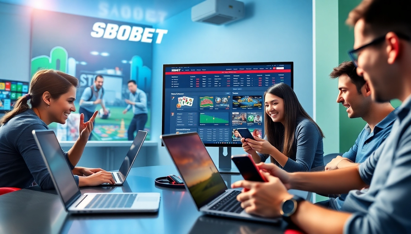 Engaging online betting scene showcasing sbobet.dance with players enjoying various games.