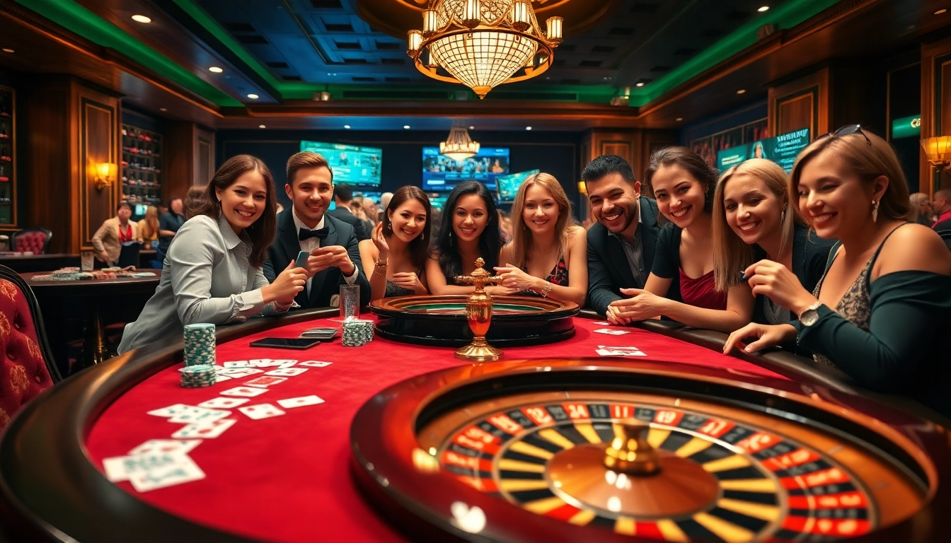 Engaging players at a luxurious casino table enjoying a game at rikvip with vibrant chips and cards.