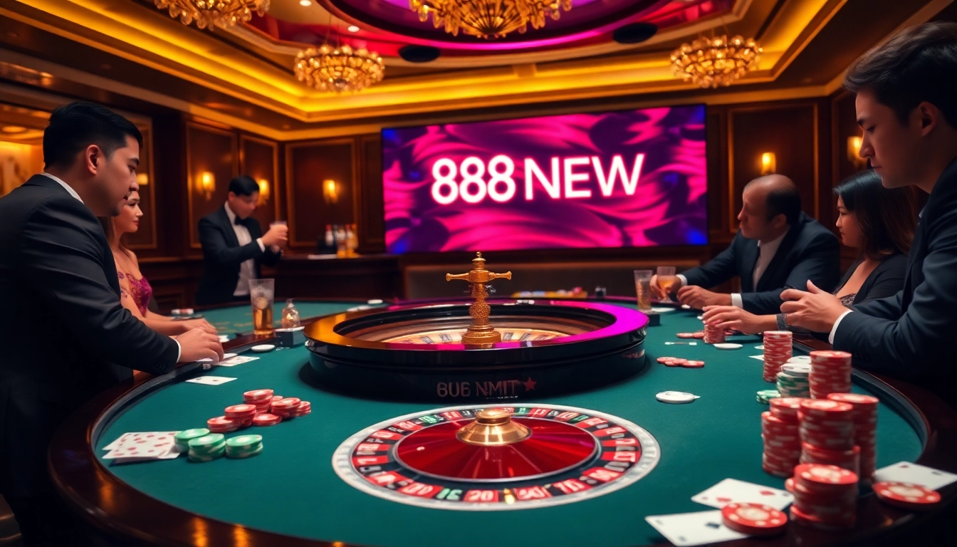 Experience high-stakes gaming at 888NEW casino with luxurious roulette and vibrant poker chips.