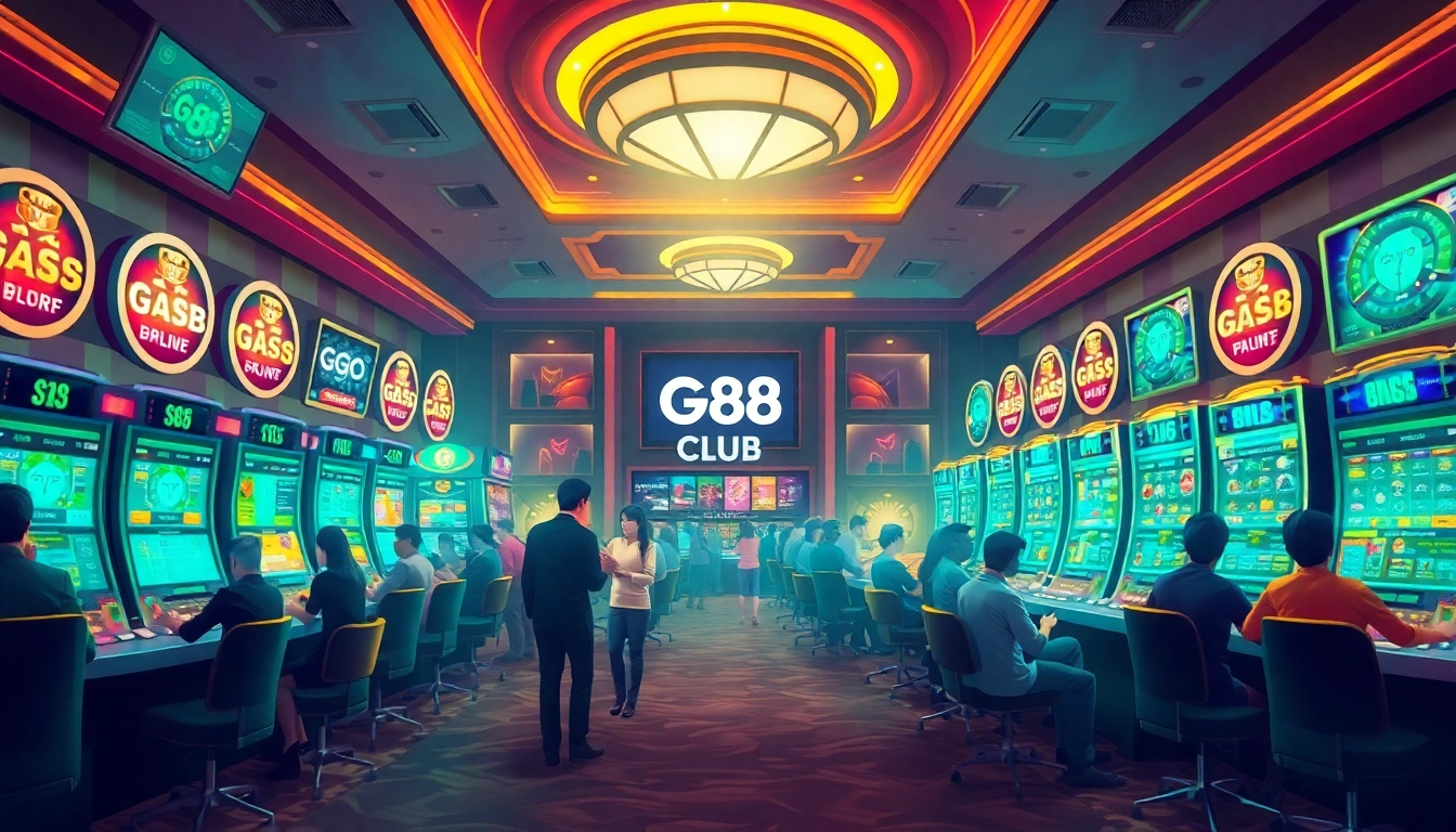 G88 Club vibrant online casino scene with players engaging in gaming activities