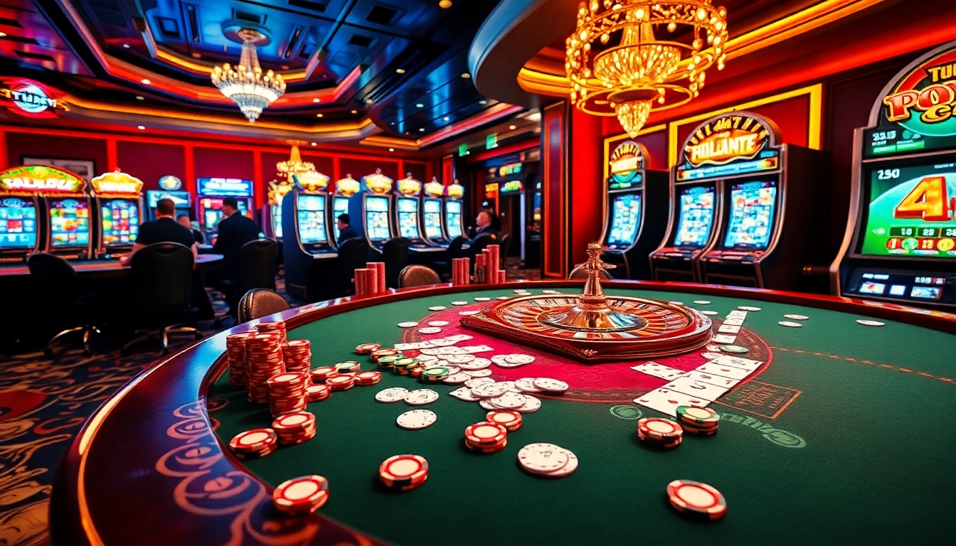 Experience thrilling gameplay at TR88.study's vibrant casino with poker chips and excited players.