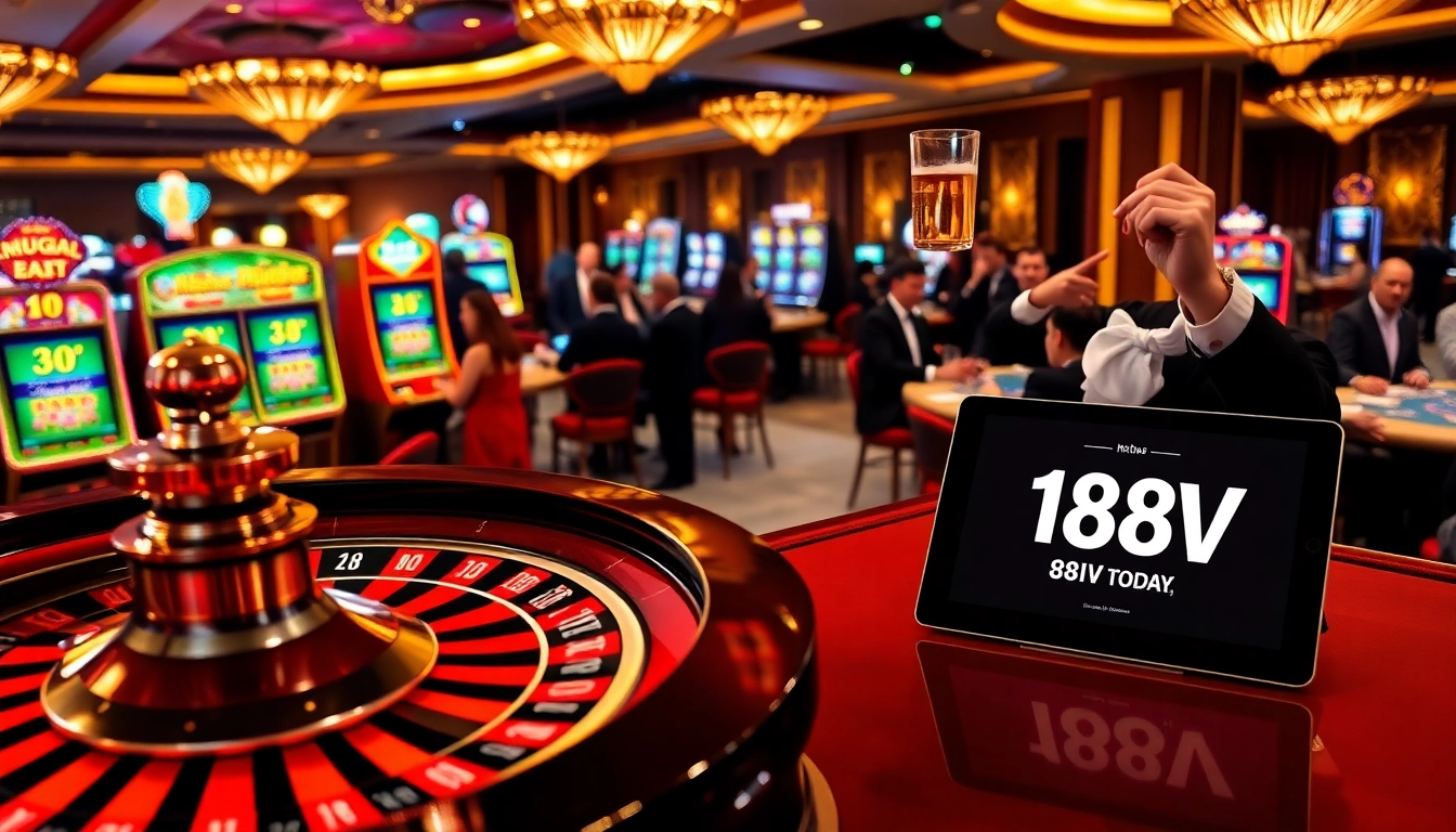 Engaging players at a luxury casino scene, with excitement around gambling games featuring https://188v.today/.