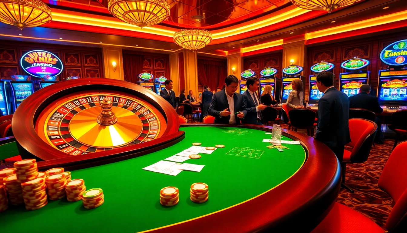 Experience the thrill of gaming at https://luck8s.live/, featuring an exciting casino scene with roulette and poker action.
