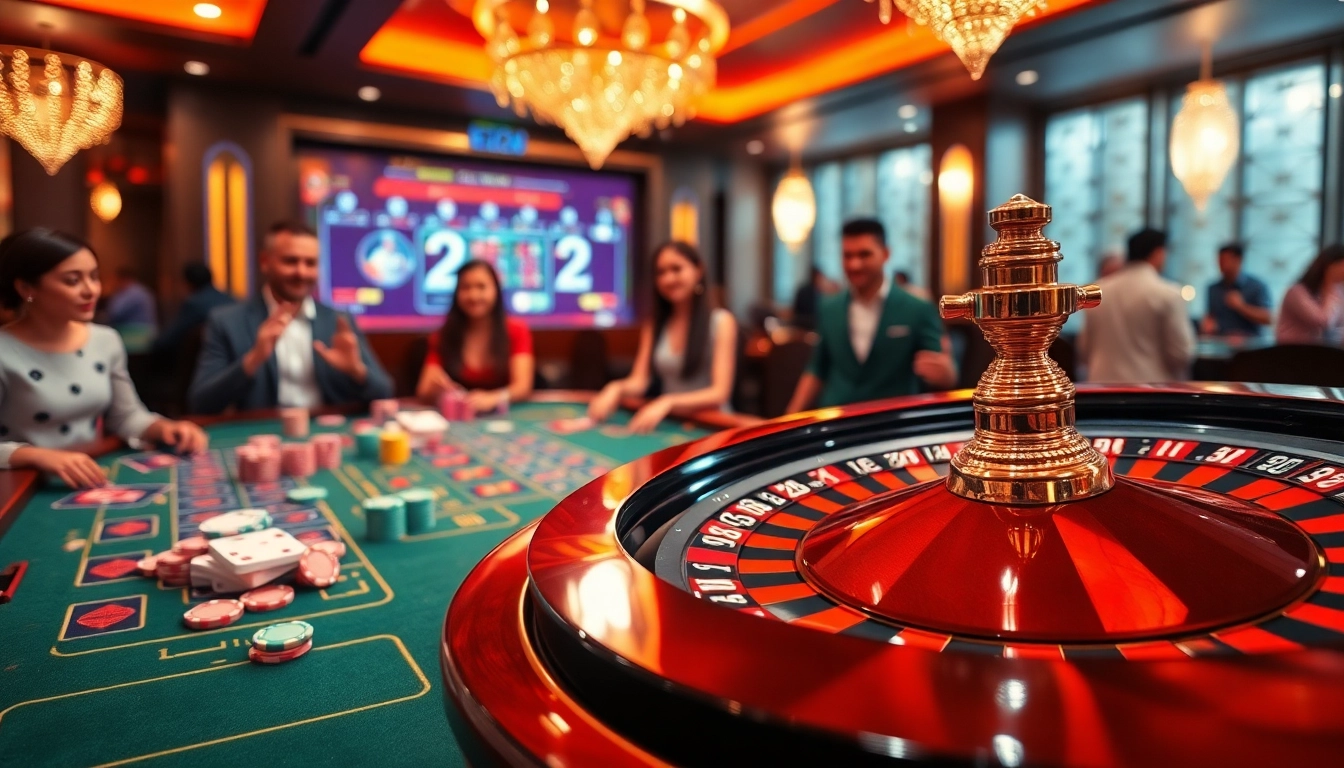 Engage in the thrilling world of e28 my with vibrant casino tables and lively players.